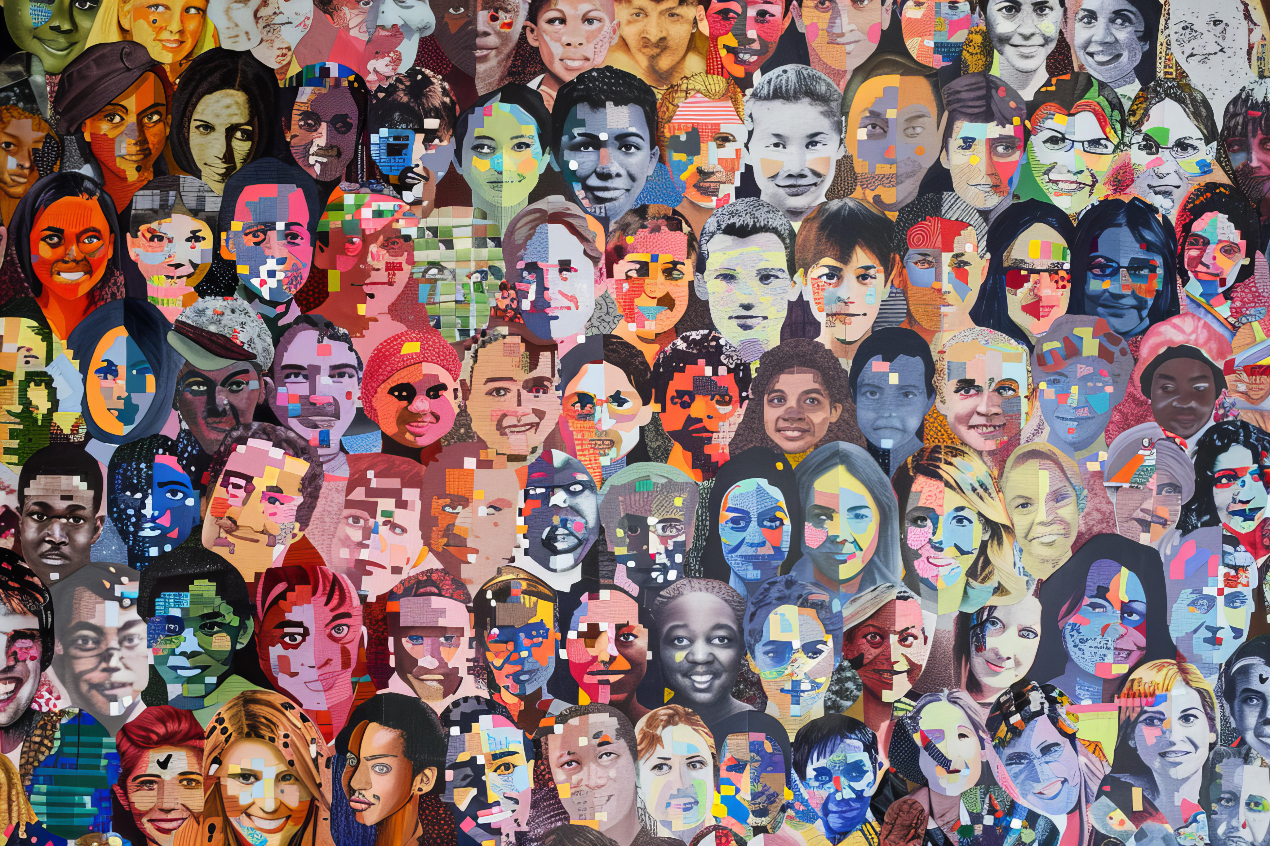 Collage de visages multiculturels